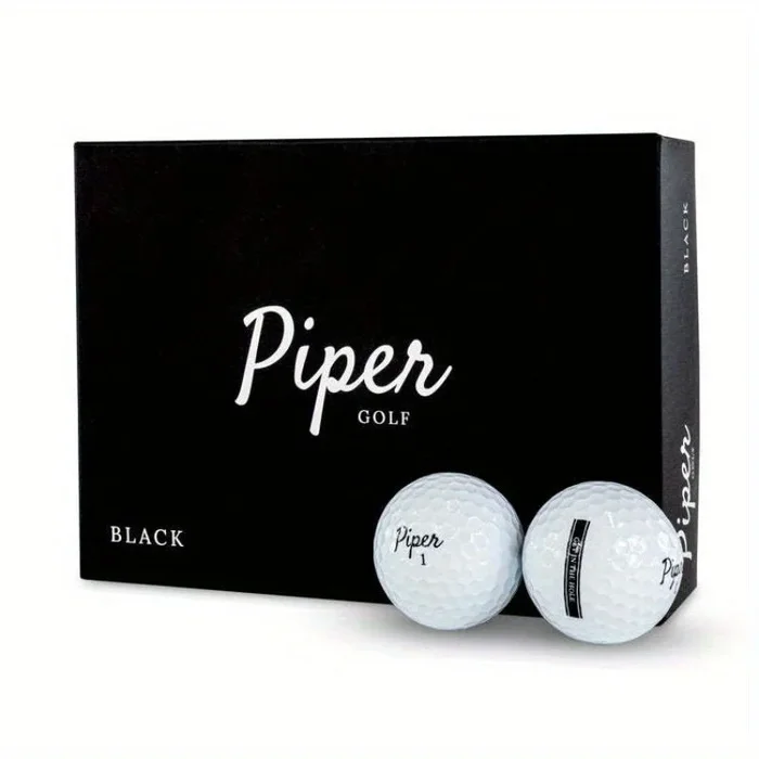 Piper Black Premium 3-Layer Golf Ball 12 Pack (Style: Black Color: White)