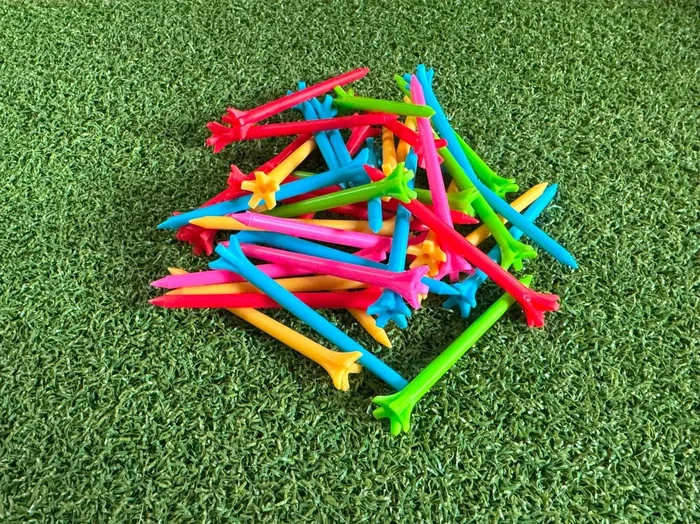 Plastic Golf Tees 2-3/4in, 5-Prong, Eco Multi Colored