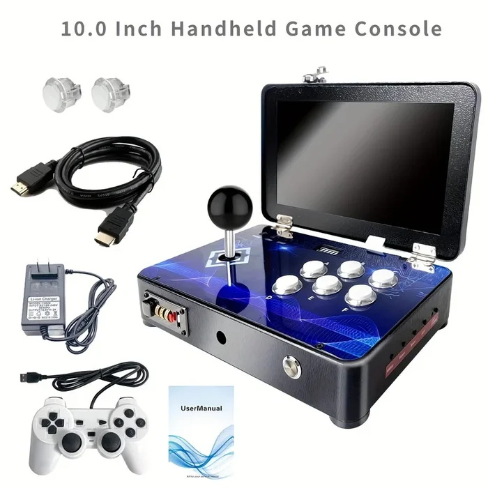 Portable Countertop Protable Box 3D Arcade Game Machine, 10 Inch Screen Retro Video Game Machine, With Search/Hide/Save/Load/Pause Functions