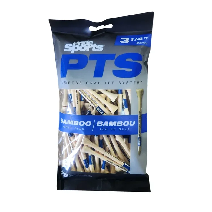 Pride Professional Tee System ProLength Plus Tee, 3 1/4″, 75 Count Bag (Blue on Natural Bamboo)