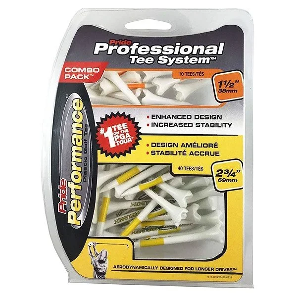 Pride PTS Performance Plastic Golf Tees 40×2-3/4″ & 10×1-1/2″ – 50 Combo Pack