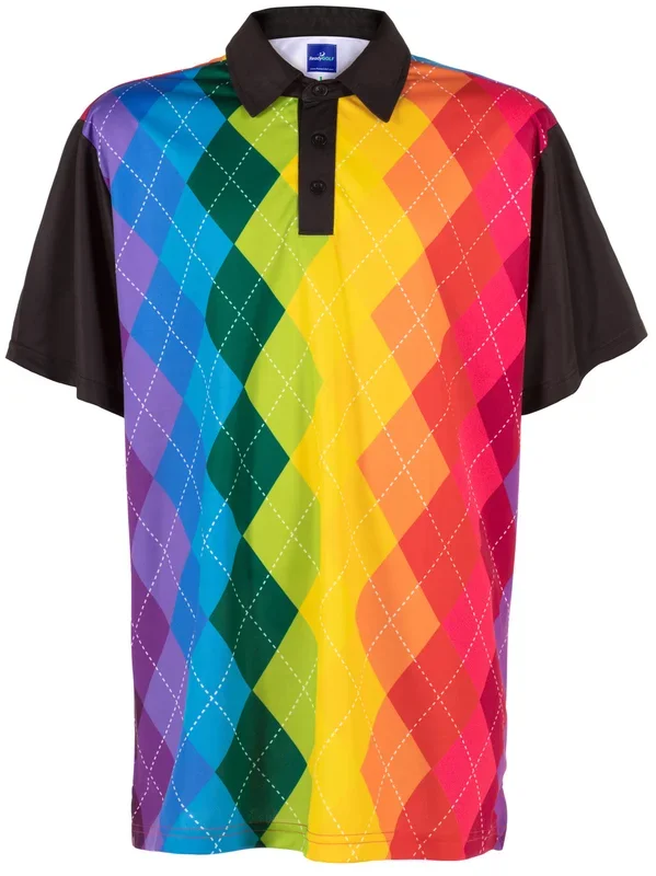 Rainbow Argyle Mens Golf Polo Shirt by ReadyGOLF