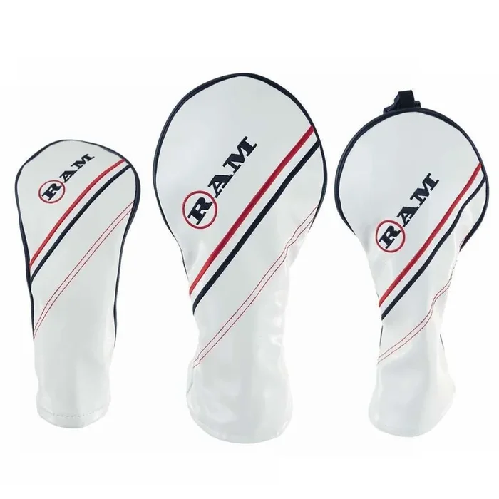 Ram FX Golf Club Headcovers For Driver, Woods and Hybrid, White (1-3-X)