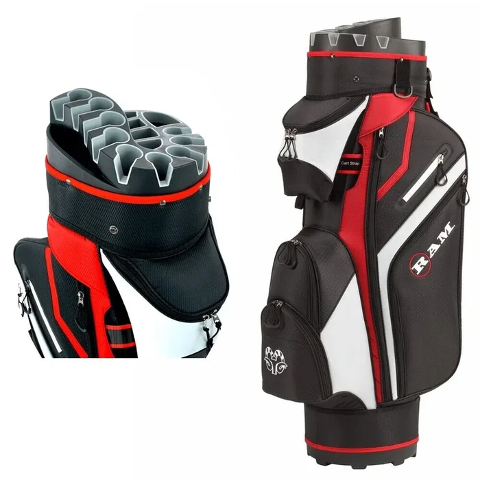 Ram Golf Premium Cart Bag | 14 Way Molded Organizer Divider Top | 4 Colors
