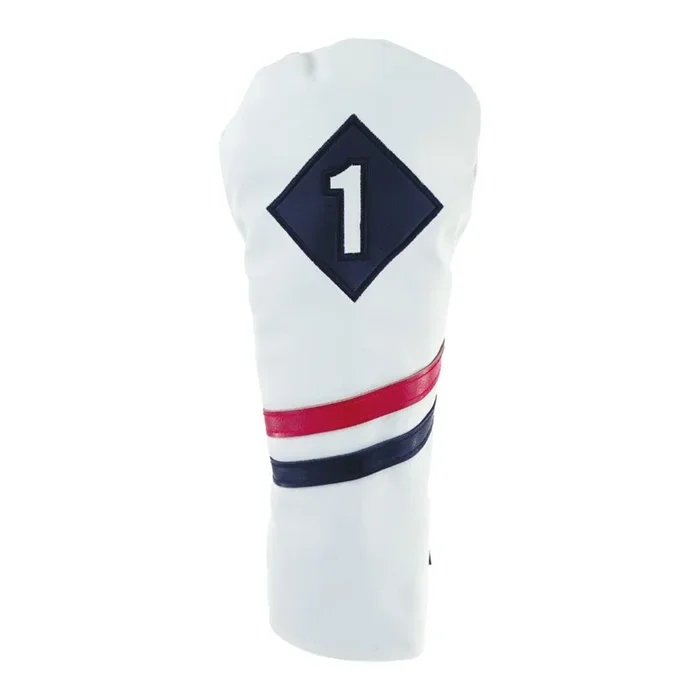 Ram Golf Premium Vintage Style PU Leather Headcovers, Retro White, Driver