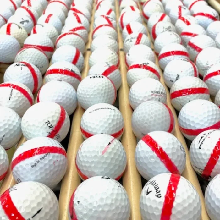 Range Balls- White Golf Balls with Red Stripe