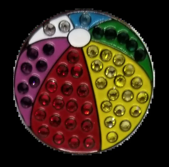 ReadyGolf: Beach Ball Ball Marker & Hat Clip with Crystals