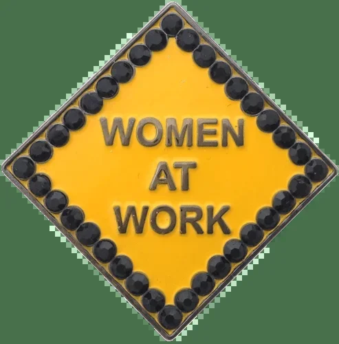 ReadyGolf: Caution Women At Work Ball Marker & Hat Clip with Crystals