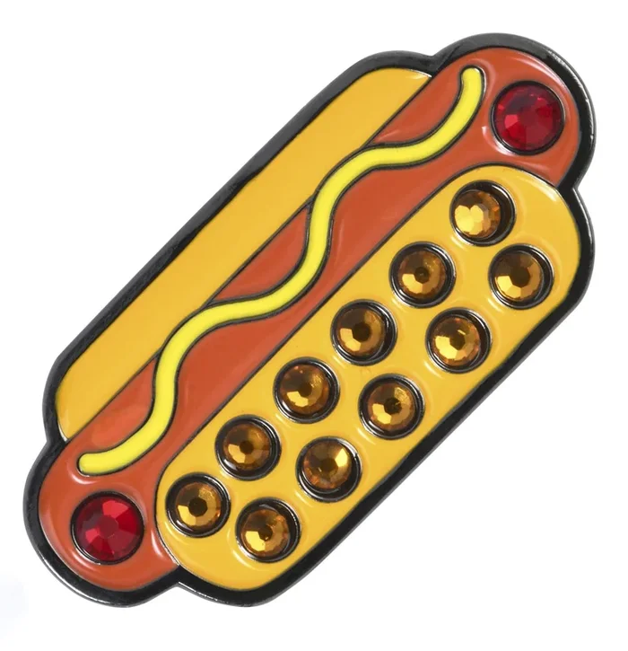 ReadyGolf: Hot Dog Ball Marker & Hat Clip with Crystals