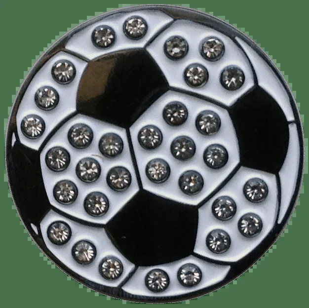 ReadyGolf: Soccer Ball Ball Marker & Hat Clip with Crystals