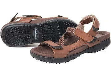 Sandbaggers: Women’s Golf Sandals – Tango Teak
