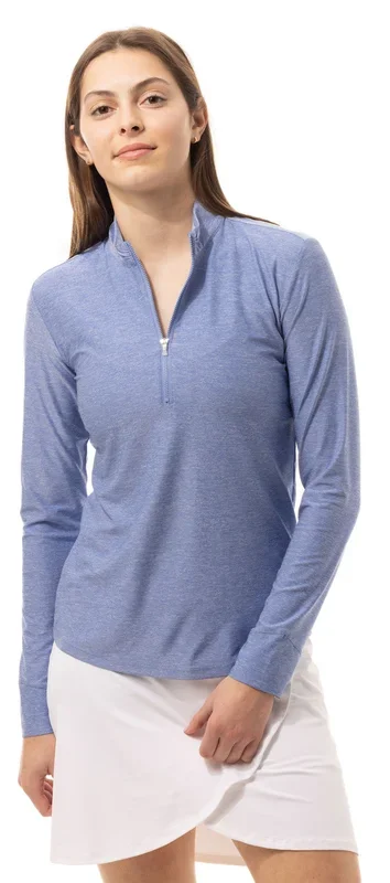 SanSoleil: Ladies UPF 50 SolTek Ice Heather Mock – 900452