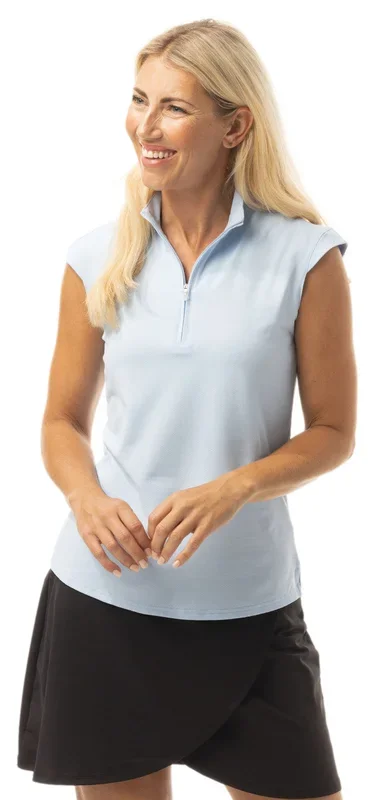 SanSoleil: Ladies UPF 50 SolTek Lux Sleeveless Solid Mock – 900627