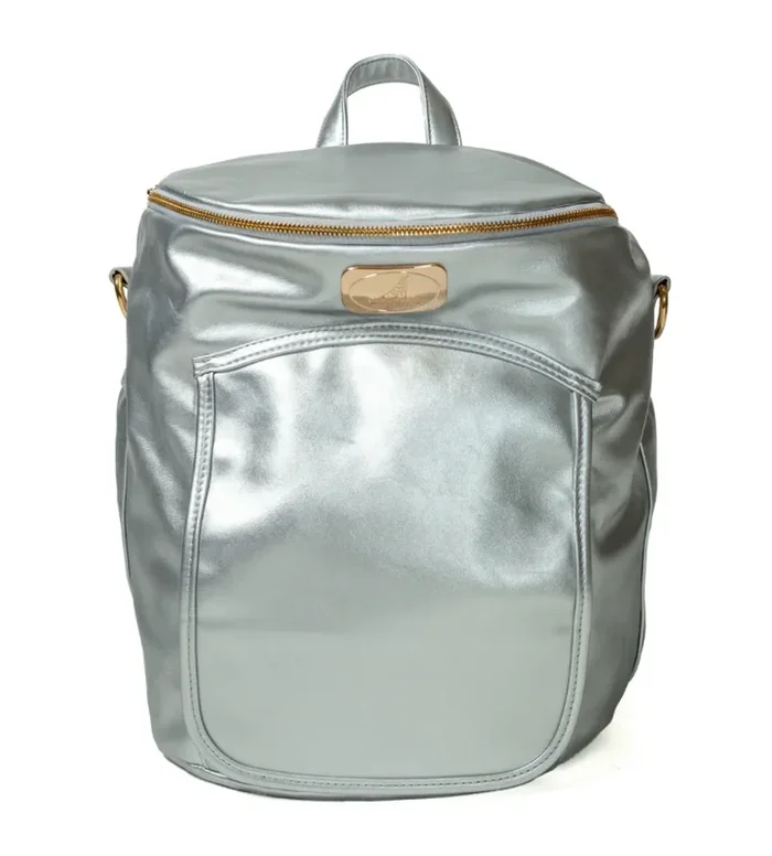 Sassy Caddy: Ladies Back Pack – Metallic Silver Leather