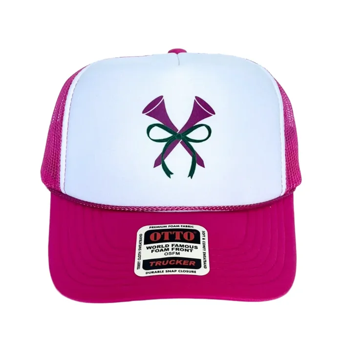 Sassy Caddy: Ladies Golf Trucker Hat – Pink Tees and Bow