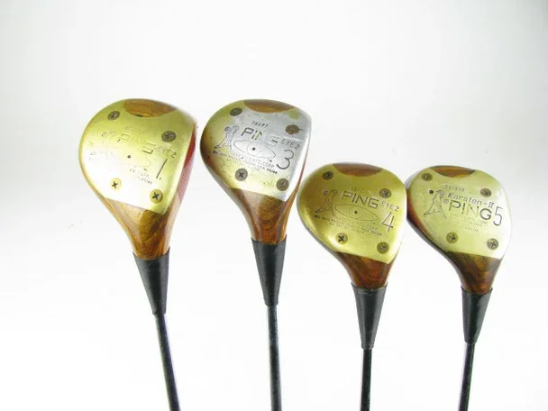 Set of Ping Eye2 Walnut Stain Wood Driver, 3 wood, 4 wood, + Karsten II 5 wood (Out of Stock)
