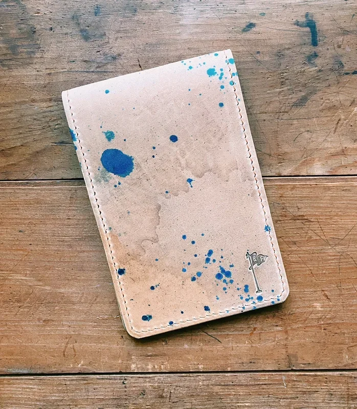 Single Barrel Collection Yardage Book / Scorecard Holder in Reverse Shell Cordovan Marbled Blue