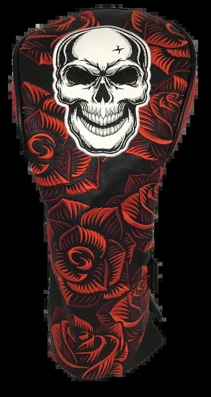 Skull & Roses All-Over Embroidered Driver Headcover by ReadyGOLF
