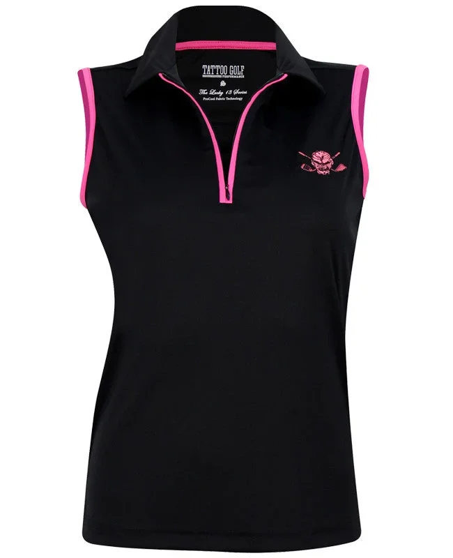 Sleeveless Cool-Stretch Women’s Golf Shirt | Black & Pink