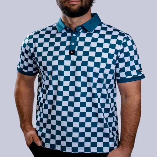 Small Checkers Green & White Polo