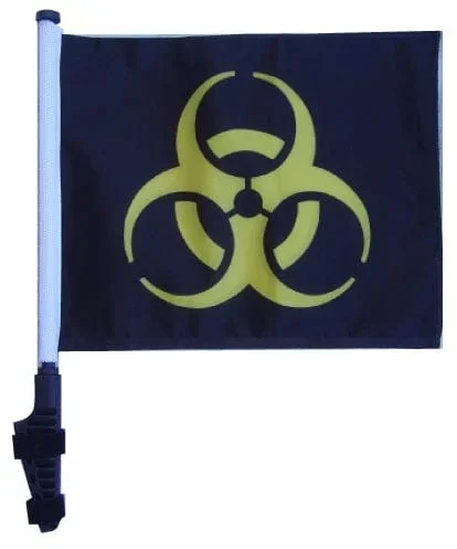 SSP Flags: 11×15 inch Golf Cart Flag with Pole – Biohazard Yellow