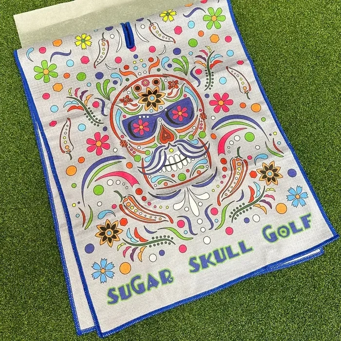 Sugar Skull Golf – Cinco De Mayo (Gray) – Microfiber Waffle Towel (40×16)