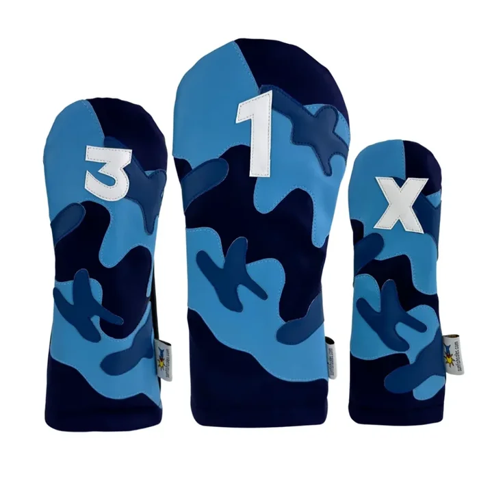Sunfish: DuraLeather Headcovers – Blue Camo Appliqué