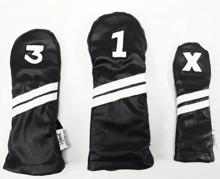 Sunfish: DuraLeather Headcovers Set – Black with White Stripes