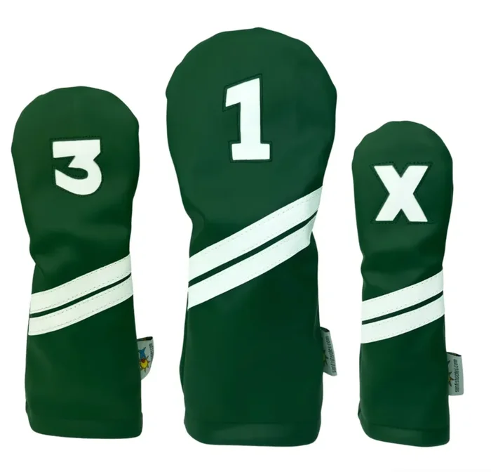 Sunfish: DuraLeather Headcovers Set – Green with White Stripes