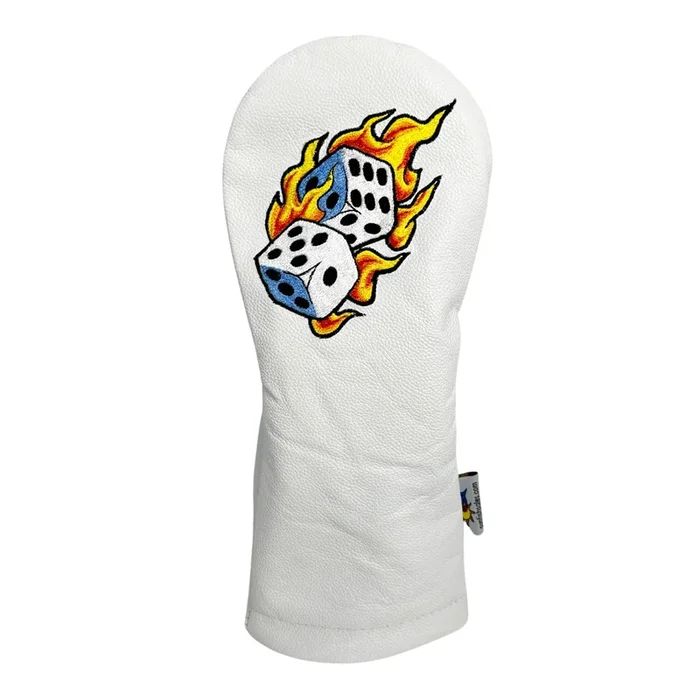 Sunfish: Hand Embroidered Driver Headcover – Dice With Flames