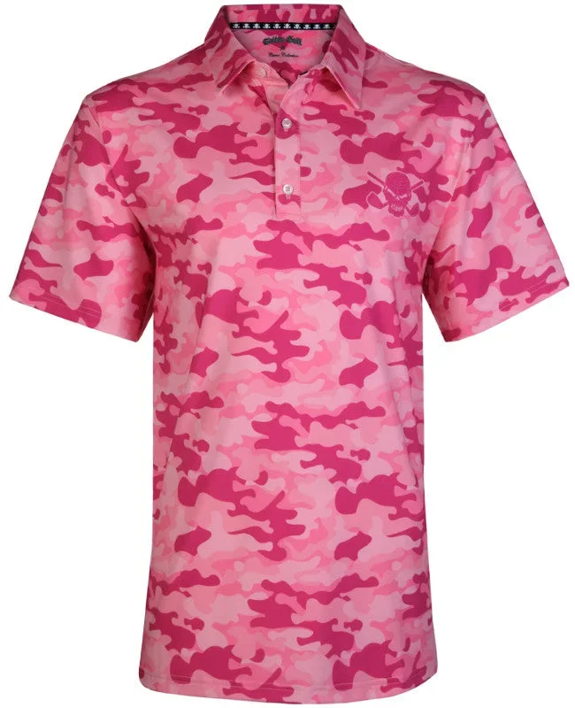 Tattoo Golf: Men’s Camo Cool-Stretch Golf Shirt – Pink