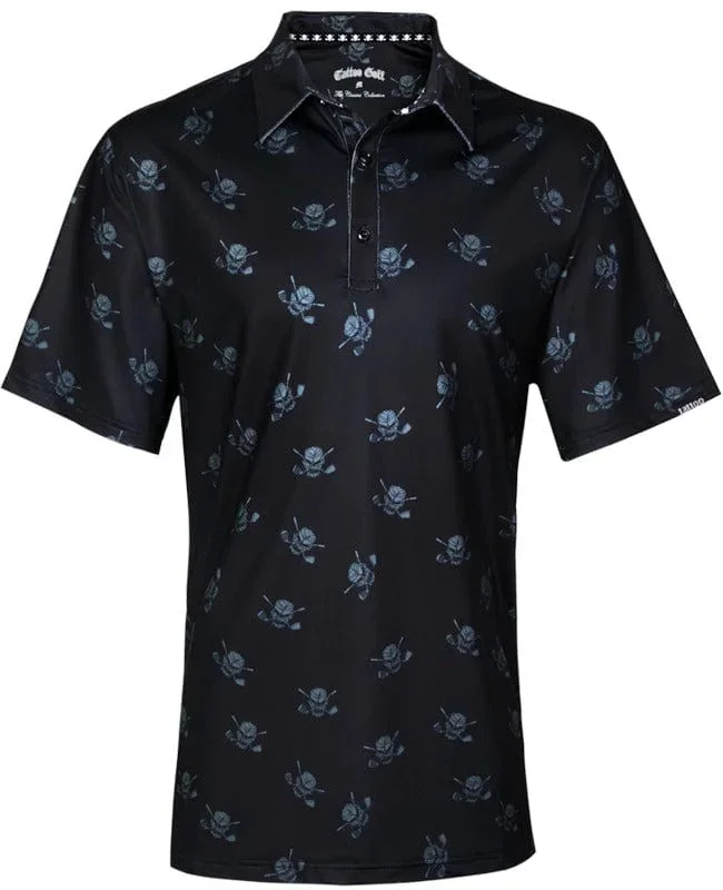 Tattoo Golf: Men’s Lucky 13 Cool-Stretch Golf Shirt – Black/Charcoal