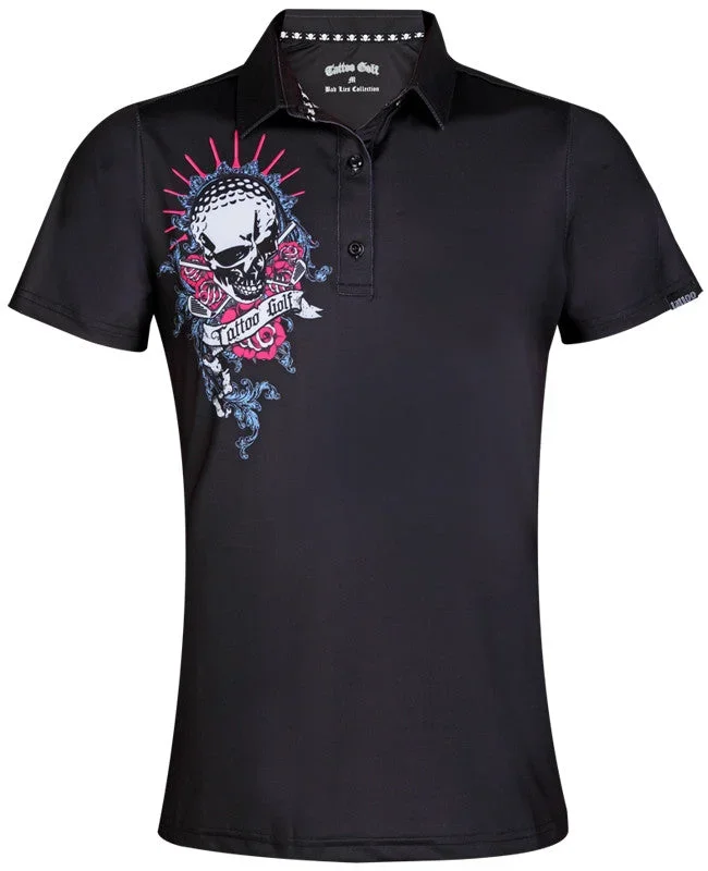 Tattoo Golf: Women’s Bad Lies Cool-Stretch Golf Shirt – Black