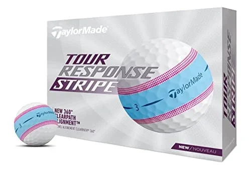 TaylorMade 2023 Golf Tour Response Stripe Golf Balls – Blue/Pink – Dozen