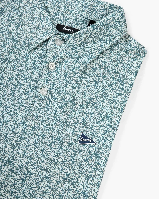 The Raking Leaves Sea Green Polo