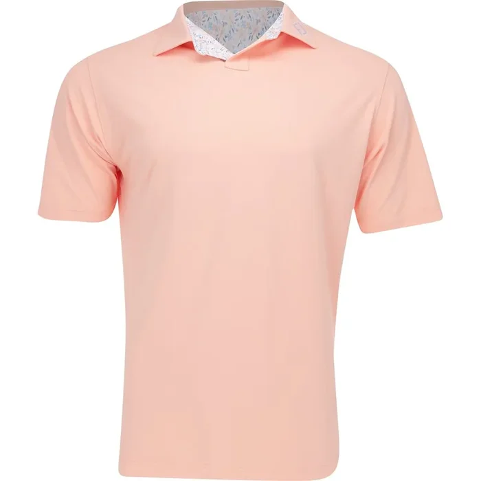 TOUR LOGO Solid Pique w/ Floral Trim Polo