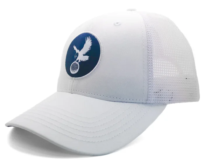 Trucker Hat – White/White w/ Navy Icon