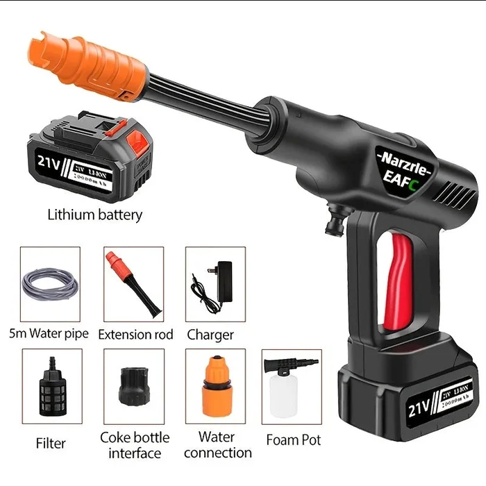 US Plug 20000mAh Lithium Battery100BAR Wireless High-pressure Car Washing Machine Washing Machine Water Gun Portable Washer Foam Generator Spray With