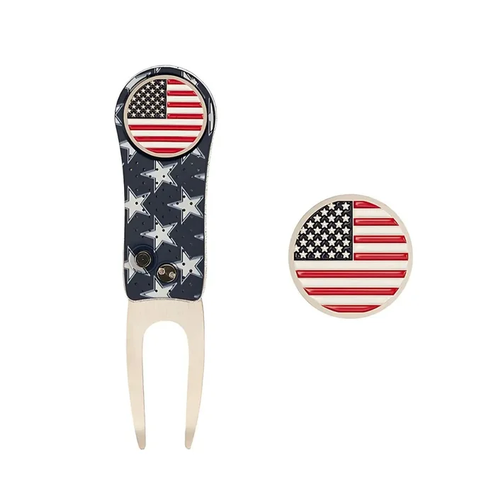 USA Divot Tool w/ Ball Marker & Coin Set