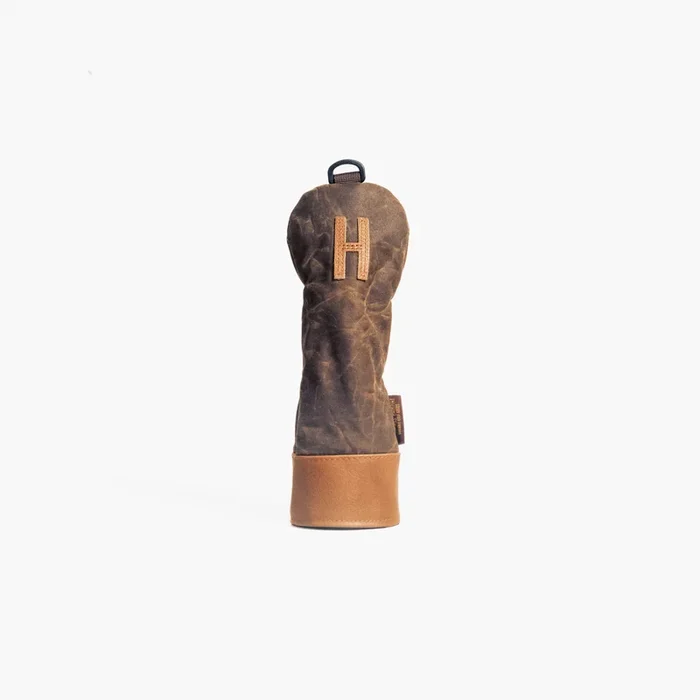 Waxed Canvas golf Headcover in Bourbon brown Hybrid