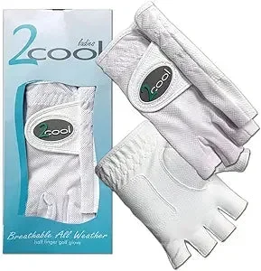 Women’s Right Hand 2 Cool Half Finger Golf Gloves Leather (Each)