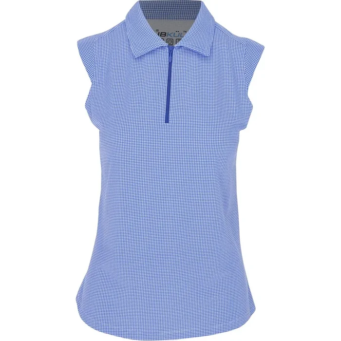 Women’s Sleeveless Polo – Mini Check Print
