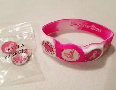 WristSkins Golf Ball Marker Bracelet, Swing to Cure,Pink,Breast Cancer Awareness, Size Small