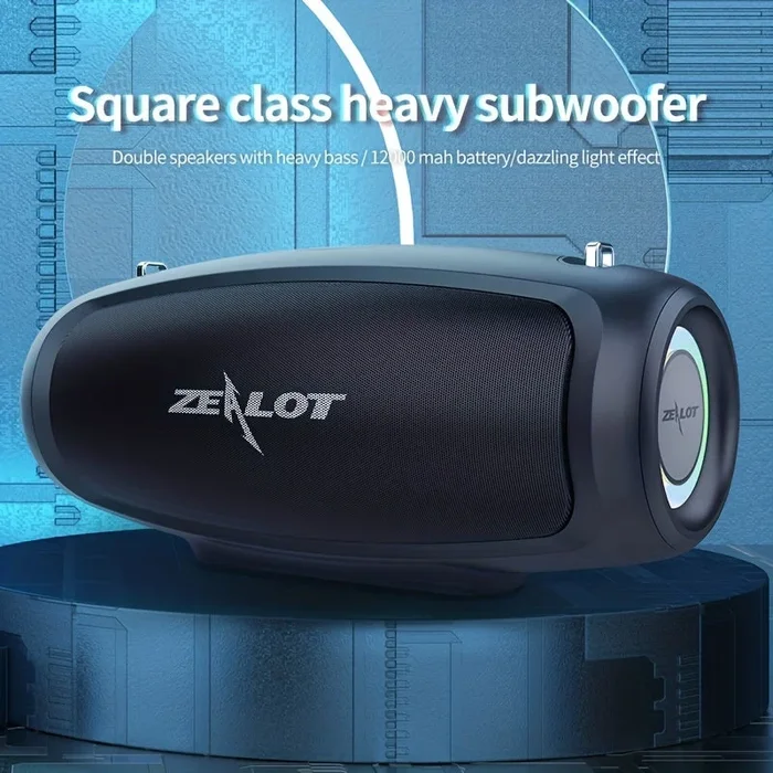 ZEALOT S37L 20W BT Wireless Speakers, Outdoor Portable Subwoofer Speaker Waterproof IPX 6, Wireless Speaker, Dual Pairing,12000mAh Battery, 36Hours Playtime Loud Stereo, Booming Bass. Charging Cable And Aux Cable, FM TF USB Plug-in Card Compatible
